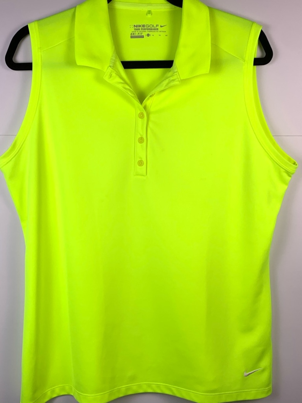 Nike Golf Dri-FIT Sleeveless Polo Neon Yellow XL Athletic Top